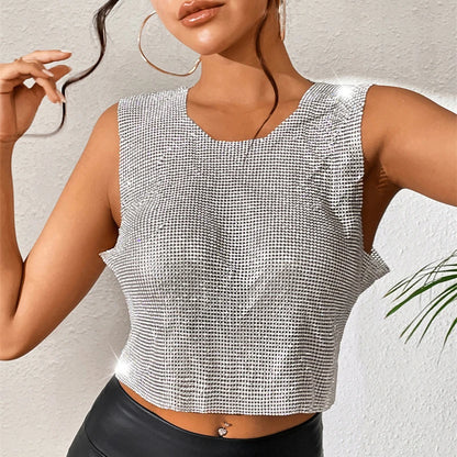 Venta al por mayor, barata, retro, recortada para mujer, top sexy con diamantes de imitación, camisola para fiesta de carnaval, accesorios para mujer, tops cortos sin espalda, joyería