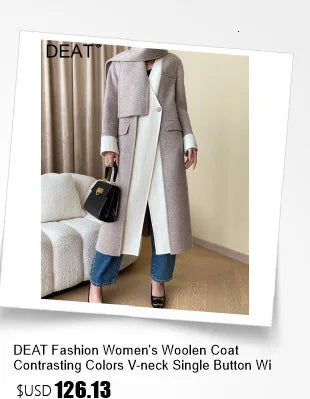 DEAT Fashion Women's Trench Coat No Collar Long Sleeves Single Breasted Pockets Black Slim Windbreaker Autumn 2024 New 7AB1239