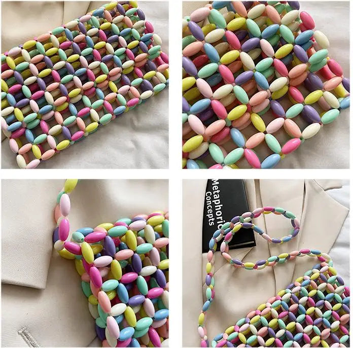 Summer Small Bag New 2023 Candy Color Envelope Bag Hand Made Hollow Woven Shoulder Bag