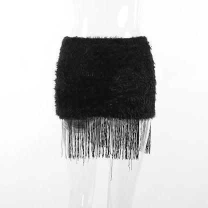 Jupes à fourrure à pompons imprimées croisées à la mode pour femmes, filles chaudes, sexy, taille haute, enveloppées dans les hanches, mini bas Y2k, hipster, streetwearXY23114