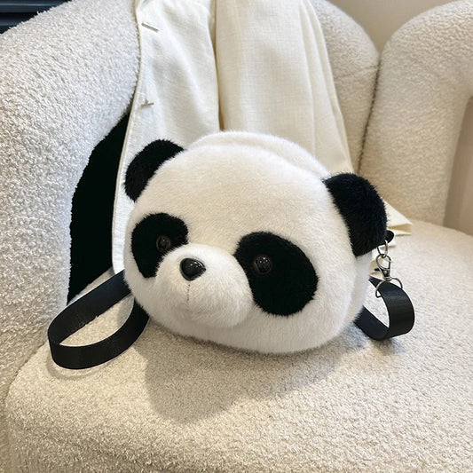 Lindo bolso de hombro de peluche con forma de panda de dibujos animados, bolso cruzado para niños, billetera para estudiantes, monedero, bolso para teléfono para niños, el mejor regalo de cumpleaños