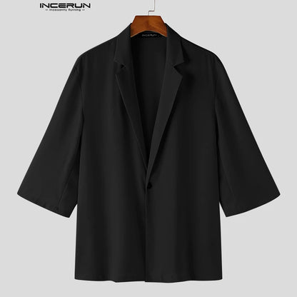 Hauts décontractés bien ajustés INCERUN hommes simple solide tout-match Blazer à la mode mâle vente chaude à manches courtes costume manteaux S-5XL 2024