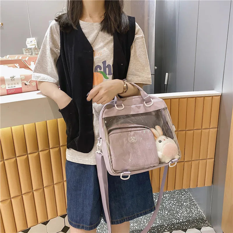 Japanese High School Girls JK Bag For Women PVC Transparent Bag Itabag Second Element 2PCS Handbags Backpacks Tote Bag ita bag