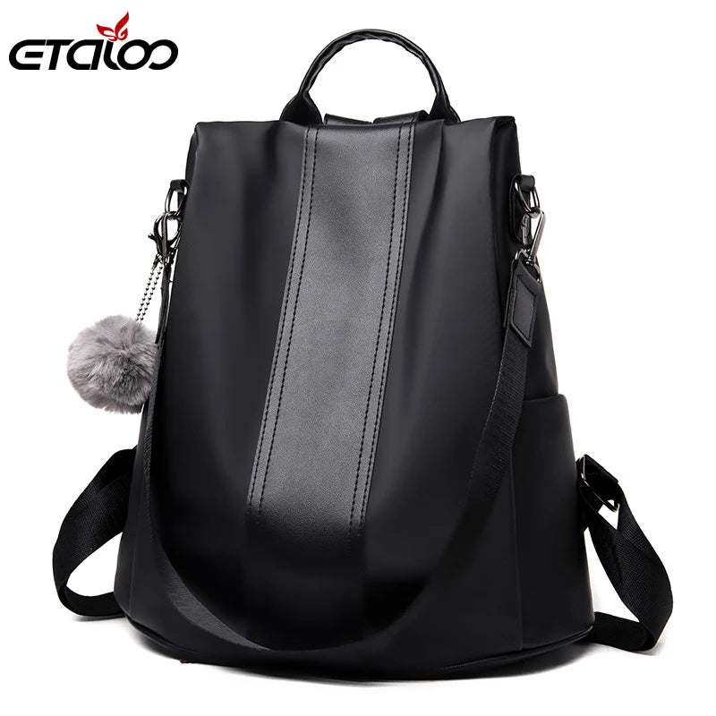 Women Backpack Fashion School Bags for Teenager Girls Casual Women Black Backpacks High Quality PU Leather Solid Bag Soft Handle