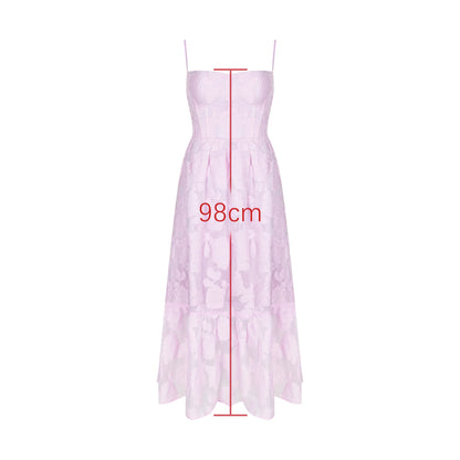 Suninheart Summer Elegant and Beautiful Dresses 2024 New Arrivals Spaghetti Strap Purple Jacquard Dress Casual Women's Clothing