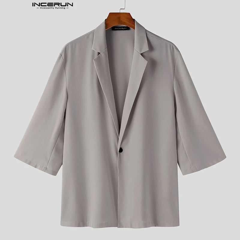 Hauts décontractés bien ajustés INCERUN hommes simple solide tout-match Blazer à la mode mâle vente chaude à manches courtes costume manteaux S-5XL 2024