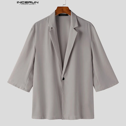 Hauts décontractés bien ajustés INCERUN hommes simple solide tout-match Blazer à la mode mâle vente chaude à manches courtes costume manteaux S-5XL 2024