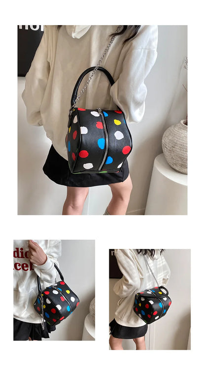 Bolso de hombro para mujer, divertido bolso con forma de dado, moderno bolso de mano con diseño de ondas en colores contrastantes, elegante bolso cruzado portátil para mujer, pequeño bolso cuadrado