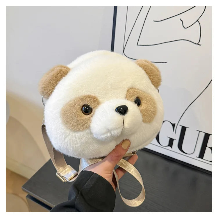 Cute Cartoon Panda Plush Shoulder Bag Kids Crossbody Bag Student Wallet Coin Purse Kids Phone Bag Best Birthday Gift