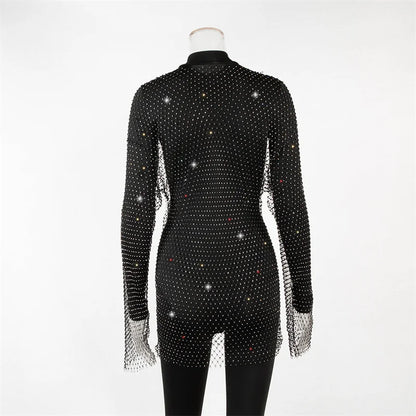 Robe de bain en résille pour femme, vintage, strass, sexy, pour couvrir un bikini, en maille, pour la plage, livraison directe