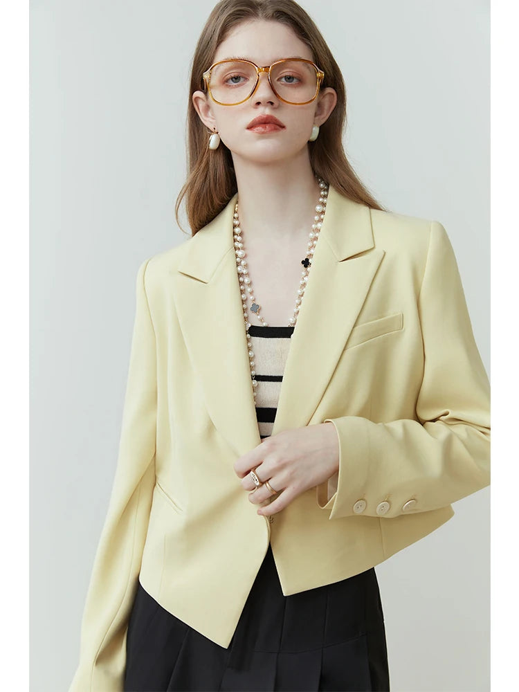 FSLE Commuter All-match Suit for Women Wide-leg Pants Suit New Short Blazer Jacket High Waist Loose Pan Two-piece Set Female