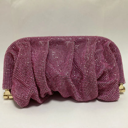 Bolso de mano de lujo con diamantes de imitación fruncidos y degradados para mujer, bolso cruzado con cadena de diamantes brillantes, bolso de fiesta de noche con purpurina