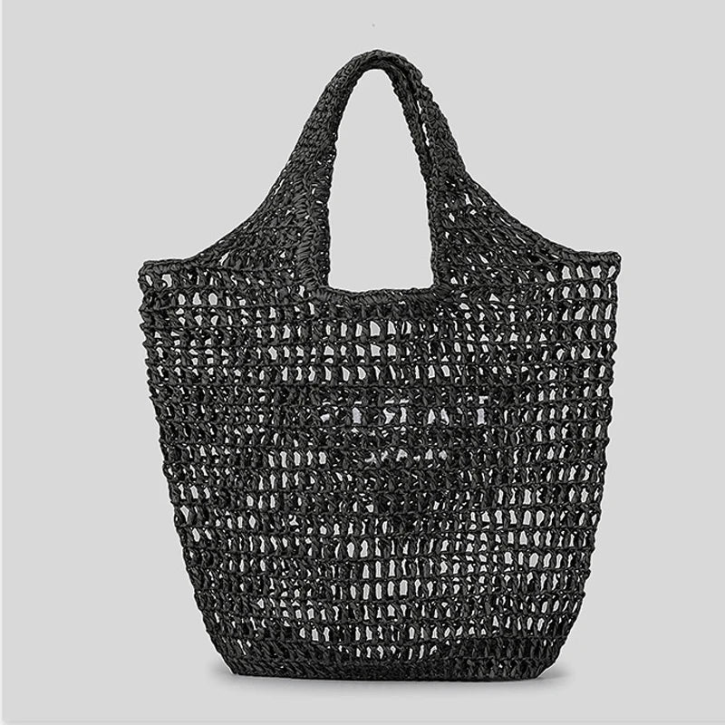 fashion hollow letters women shoulder bags designer straw handbags paper woven summer beach bag casual large tote purses 2024