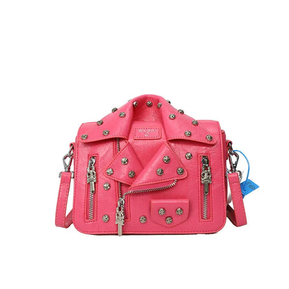 Bolso de hombro para mujer, bolso con forma de chaqueta, bolso bandolera para traje pequeño, bolso con cadena con remaches para mujer