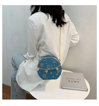 Fashion Starry Sky Round Bags Women Crossbody Bag Luxury Chain Circular Shoulder Bag Lady Small Embroidery Women's Handbag