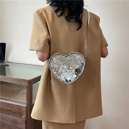 Sequin Love Bag 2024 New Fashion Style Women's Crossbody Banquet Bag Women Small Shoudler Bag