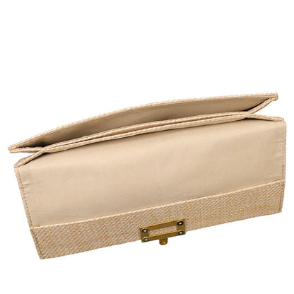 Casual Straw Clutch Bag for Women Chic Metal Lock Lady Handbags Vintage Summer Beach Bag Fashion Party Purses for Female 2024