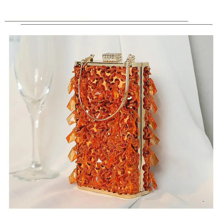 New Vintage Handmade Beaded Embroidered Shoulder Bag Women Beaded Evening Bag Small Square Dinner Bag