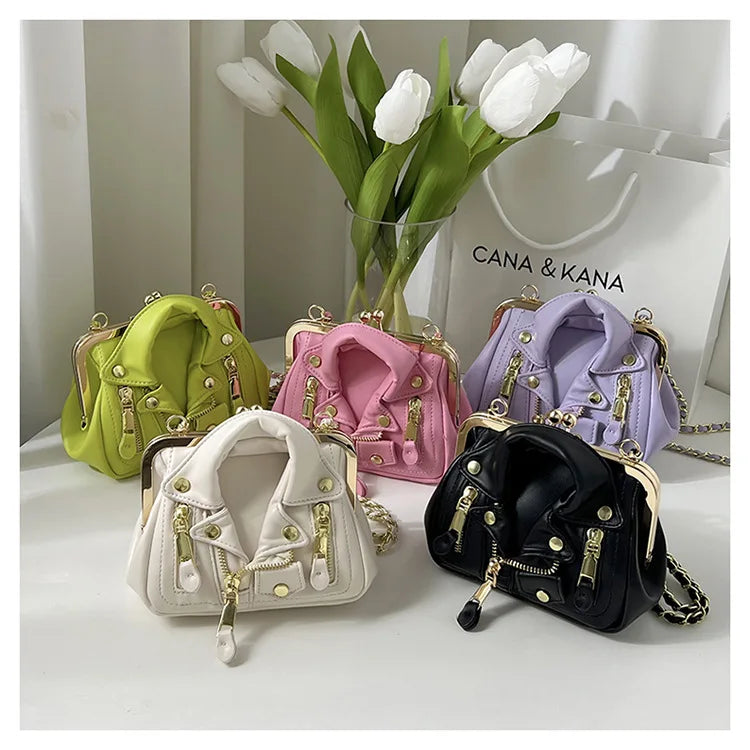 Luxury Designer Women Bag High Quality PU Leather Shoulder Bag Fashion Mini Clothe Shape Crossbody Bag Trendy Personality Purses