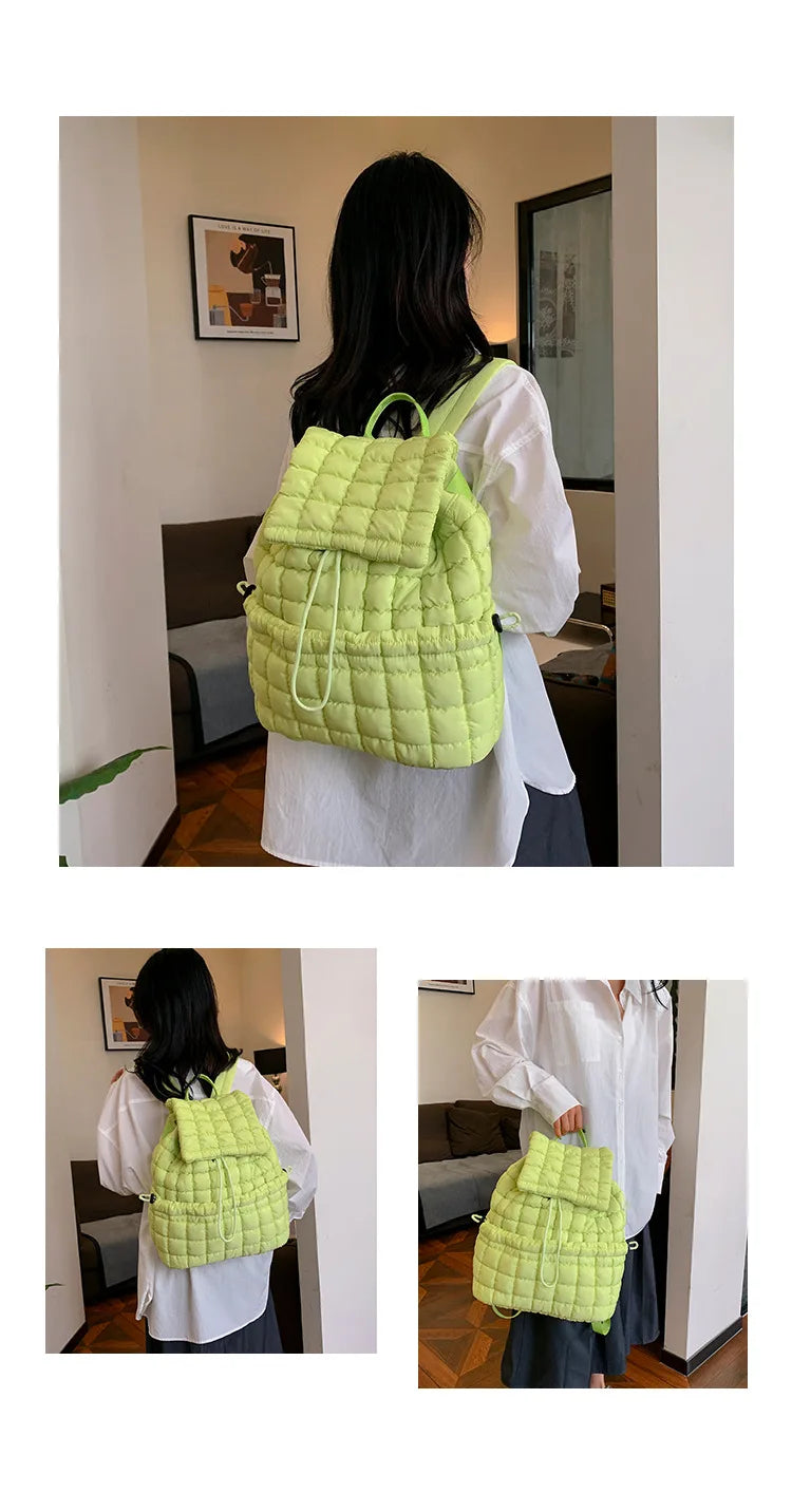 Mochilas acolchadas de moda para mujer, mochilas acolchadas de nailon suave de diseñador para niñas, bolsos de viaje livianos, bolsos universitarios