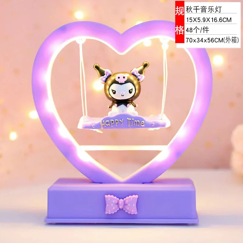 Sanrio Kuromi Cinnamonroll Moon Veilleuse LED Kawaii 3D Dessin Animé Ornement Mignon Beauté Chambre Veilleuse Lampe De Chevet Décor