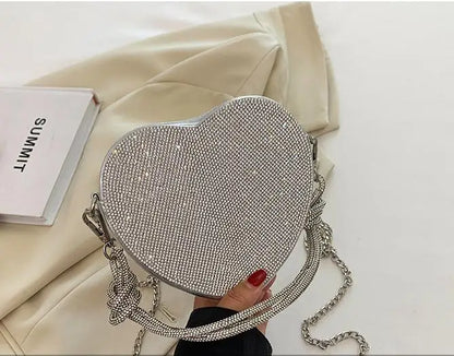 Sac à main Love Diamond Box, sac à dîner fait à la main, nœud en diamant d'eau, cœur de pêche, chaîne de téléphone portable, sac à bandoulière sous les bras