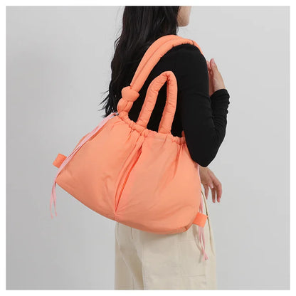 Fashion Large Capacity Puffer Tote Bag Designer Padded Women Handbag Nylon Knotted Strap Shoulder Crossbody Bag Big Shopper Bags