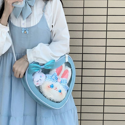 Bolso de hombro japonés estilo itabag con forma de corazón, estilo oxford, para mujer, estilo uniforme JK, estilo lolita, tipo bandolera para niña