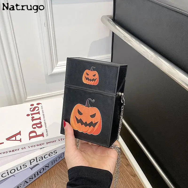 Bolso de Halloween para mujer, nuevo bolso bandolera divertido con diseño de fantasma de dibujos animados de 2023, mini bolso tipo caja de calabaza