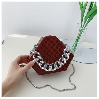 Silver PVC Box Bag Evening Clutch Bag 2022 Trend Designer Chain Shoulder Crossbody Bags Mini Purses and Handbags