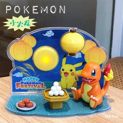 Figurines Pokémon Pocket Monster Pet Elf Ball Scene Set Jouet Pikachu Anime Figure Modèle Enfants Cadeau