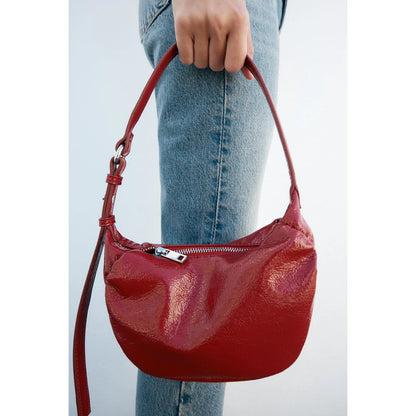 Bolsos de hombro de mujer con frunces de moda, bolsos de diseñador con forma de media luna debajo del brazo, bolsos de mano de cuero sintético suave para mujer, bolso de motocicleta Y2K 2024