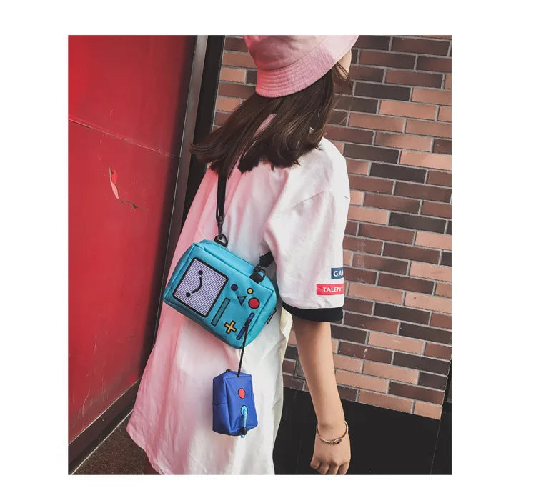 Cute Game Console Design Canvas Crossbody Bag Funny Women Shoulder Bags Chic Robert Small Purses for Girls Casual Phone Bag 2022