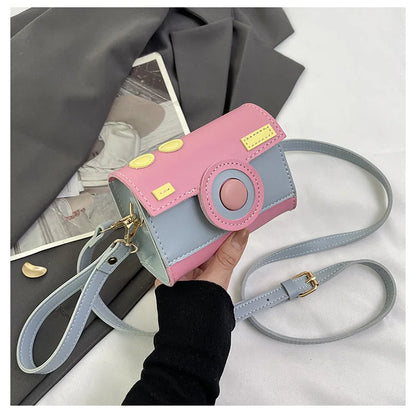 New Women Cute Contrasting Colors Camera Shape Clutch Ladies Casual Mini Crossbody Bag Small Shoulder Bag Purse Messenger Bags