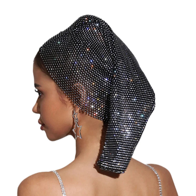 Diademas de malla para mujer, tocados con diamantes de imitación, accesorios de moda para mujer, nueva diadema elástica con adornos de diamantes, pañuelo para la cabeza