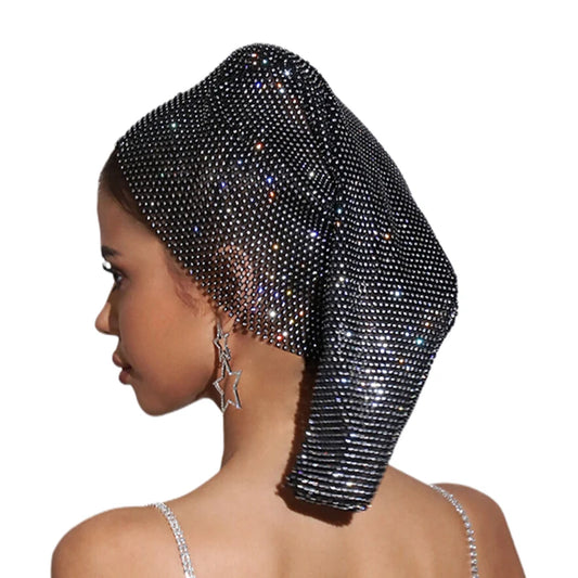 Diademas de malla para mujer, tocados con diamantes de imitación, accesorios de moda para mujer, nueva diadema elástica con adornos de diamantes, pañuelo para la cabeza