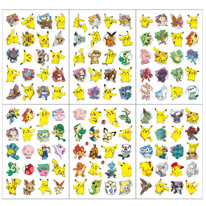 1Pcs/3Pcs/6Pcs Autocollants de tatouage Pokémon Pikachu lumineux non répétitifs Jouets de dessin animé Tatouages ​​temporaires pour enfants Cadeau pour enfants