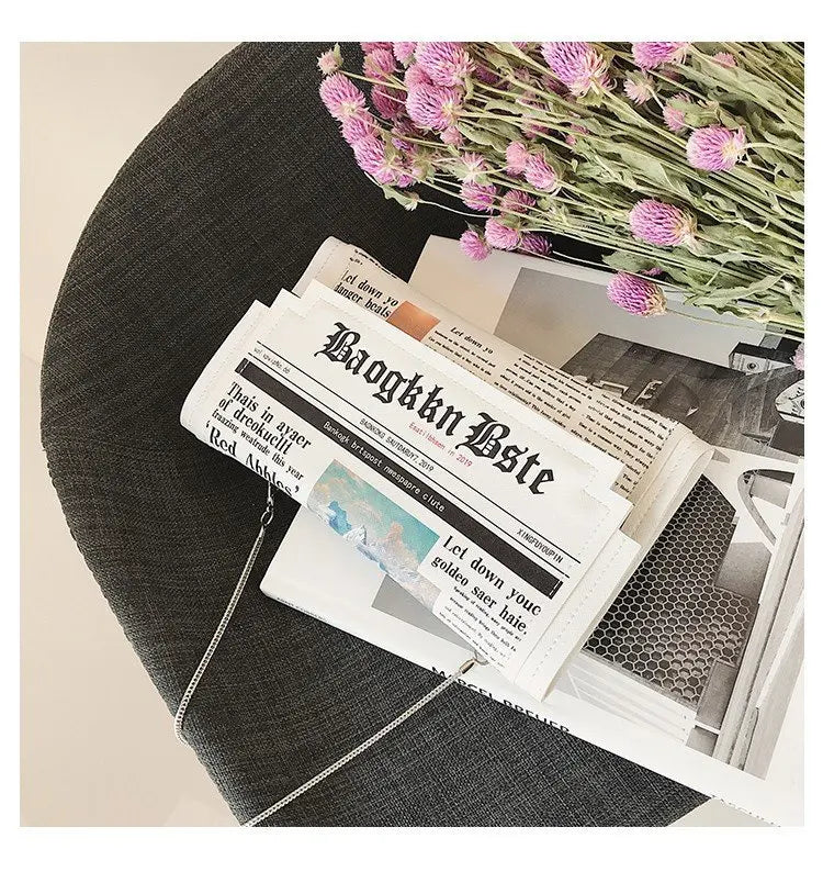 Newspapers modeling day clutch bags letter envelope bag casual shoulder bag purse evening bags with clothing wallet