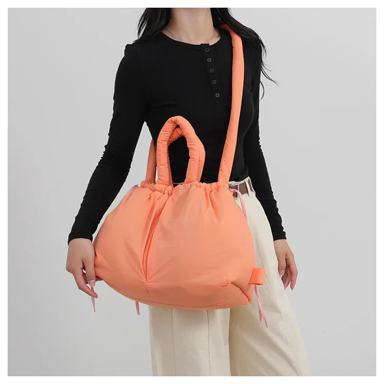 Fashion Large Capacity Puffer Tote Bag Designer Padded Women Handbag Nylon Knotted Strap Shoulder Crossbody Bag Big Shopper Bags