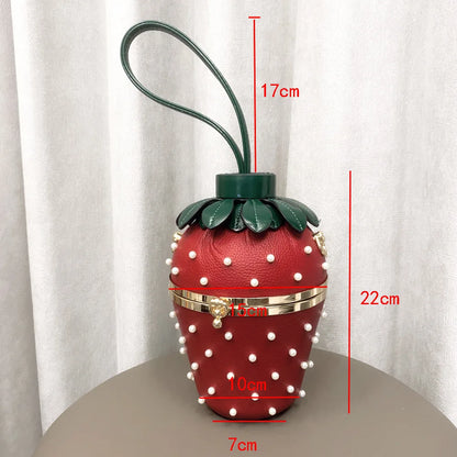 Fashion Luxury Designer Handbags Strawberry Shape Bucket Shoulder Bag For Women Rivet Leather Chain Ladies Crossbody Bag