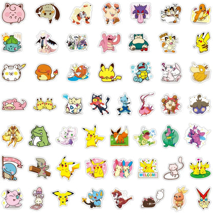 50/100 pegatinas de Pokémon Kawaii Pikachu, pegatinas para patineta, bicicleta, guitarra, portátil, juguetes impermeables para niños, regalo