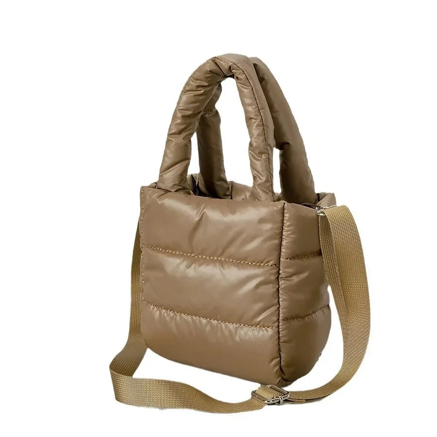 Bolso de mano pequeño acolchado de moda, bolso de diseñador para mujer, bolso de hombro tipo bandolera de nailon informal, bonitos bolsos para mujer