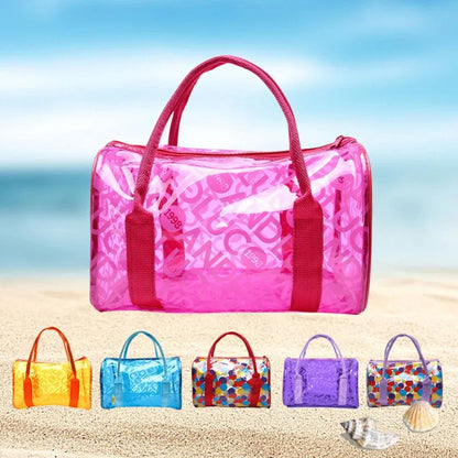 Bolsa de mano transparente, bolsa de compras transparente, bolso de hombro con estampado de letras, bolsa de almacenamiento impermeable de PVC para regalo, bolsa de mano para cosméticos