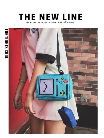 Cute Game Console Design Canvas Crossbody Bag Funny Women Shoulder Bags Chic Robert Small Purses for Girls Casual Phone Bag 2022