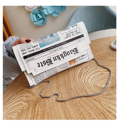 Newspapers modeling day clutch bags letter envelope bag casual shoulder bag purse evening bags with clothing wallet