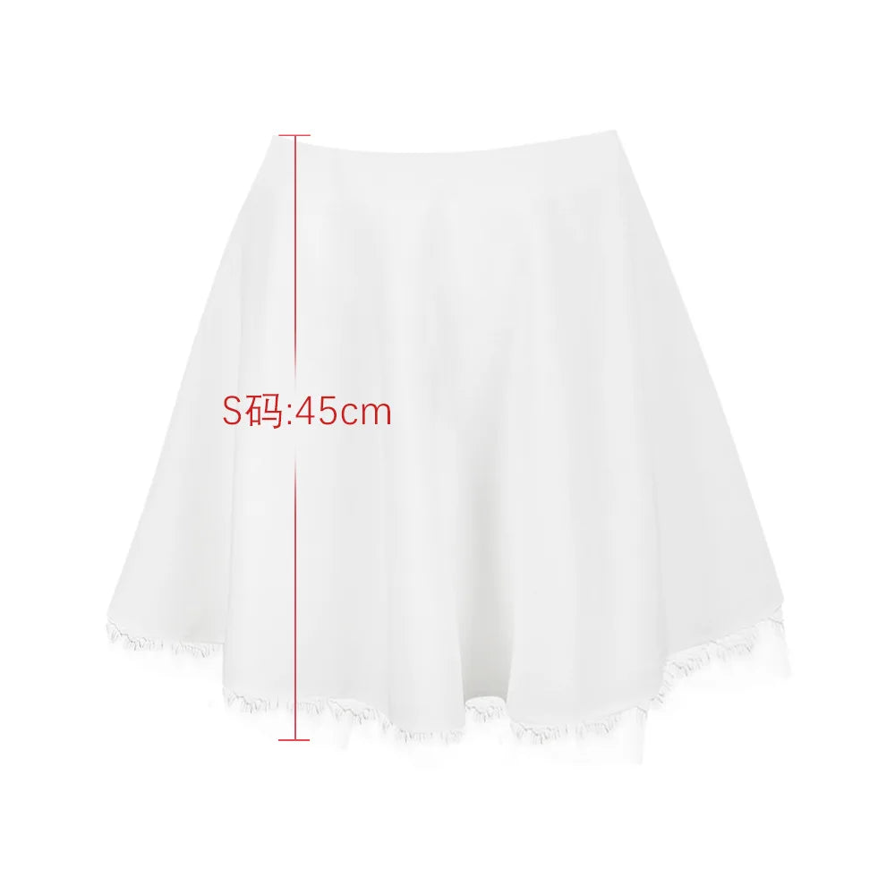 Suninheart Summer High Waist Skirt Women 2023 Elegant Lace A Line Skirt  White Y2k Vitange Casual Party Clubwear