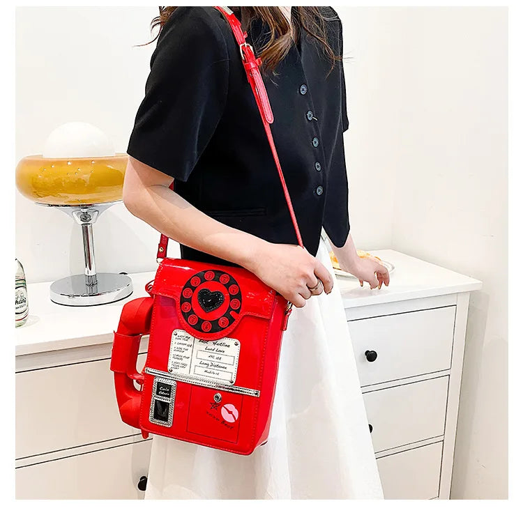 New Telephone Shaped Purses and Handbags for Women Retro Phone Top-Handle Shoulder Bags Crossbody Bag Fashion Female Totes