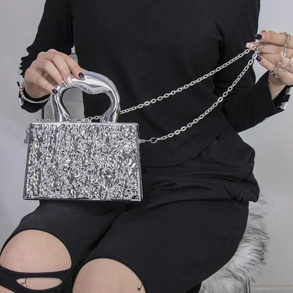 Bolso de mano tipo caja de acrílico para mujer, moda 2023, con patrón de grietas de hielo, bolso de hombro tipo caja tipo bandolera para mujer