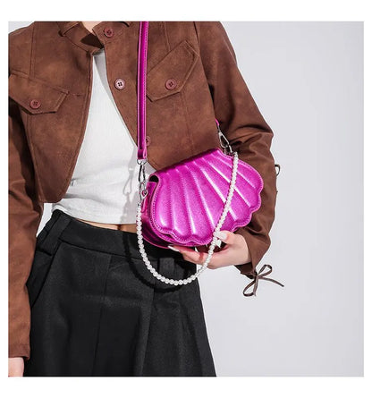 Bolso de mujer, moderno, ligero, de lujo, de piel sintética, tipo mensajero, pequeño, con perlas, portátil