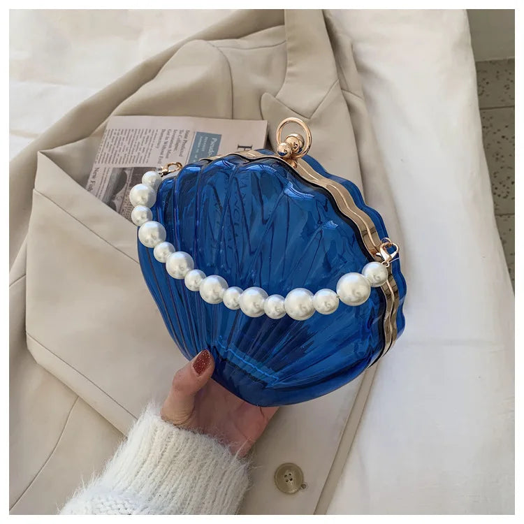 Sac à bandoulière en acrylique transparent pour femme, sac à main avec perles et chaînes, couleur bonbon, petits sacs à main